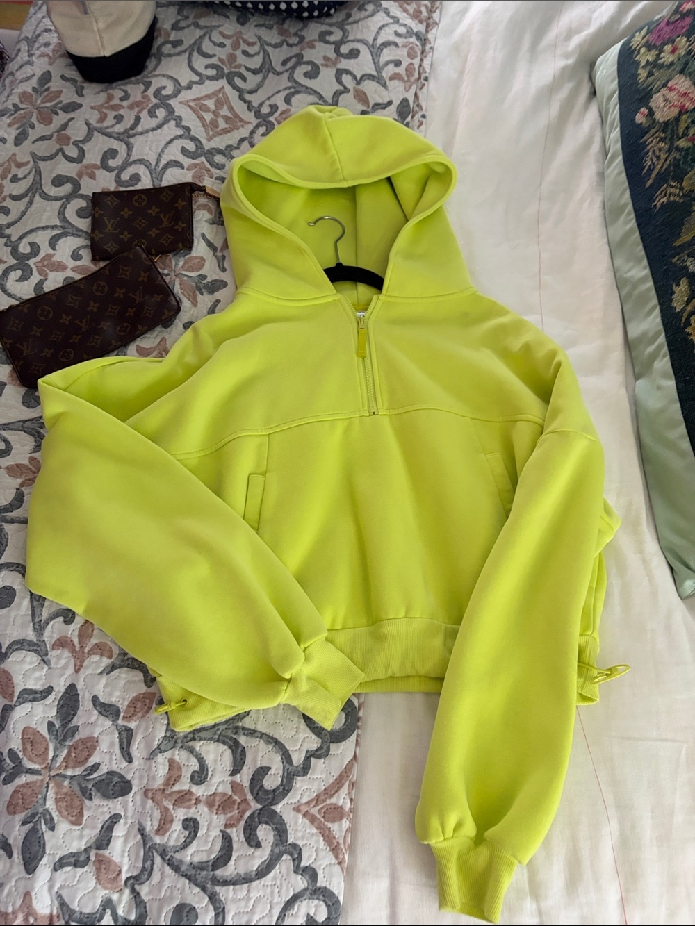 Blogilates Neon Lime Half-Zip Hoodie Sweatshirt - Women